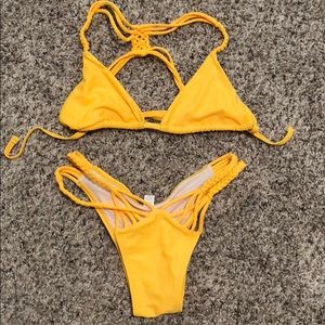 Yellow super cheeky bikini